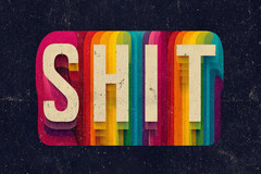 Art Print Bold Rainbow SH*T Stripes Retro Typography Dark Humor Profanity