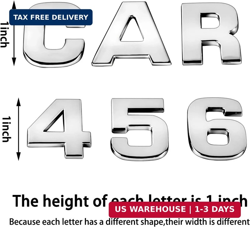 43Pcs Car Emblem Letters Sticker DIY 3D Chrome Number Symbol Badge Decal New gallery