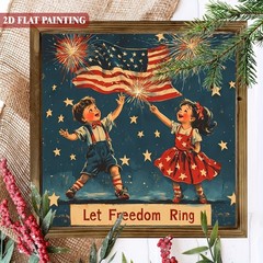 Let Freedom Ring Kids Fireworks Wooden Plaque 4th of July Patriotic Wall Decor