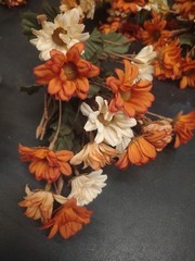 10″ Vintage Silk Mini Daisy Bush, 9 Stems, Rust, Cream, & Peach Fall Daisies