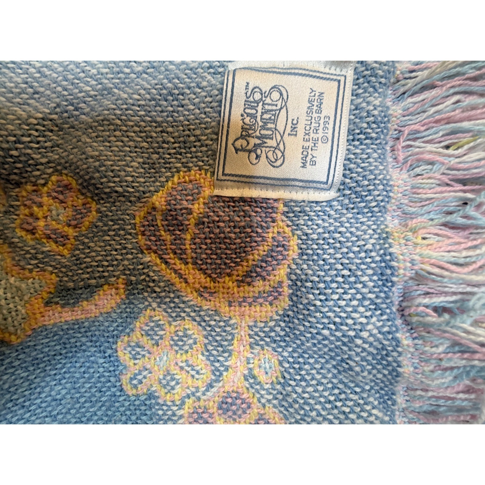 Vintage 1993 Precious Moments Noahs Ark Woven Tapestry Throw Blanket Rug Barn gallery