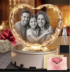 Custom 3D Crystal Heart Photo Gift for Mom Personalized Engraved Mother’s Day