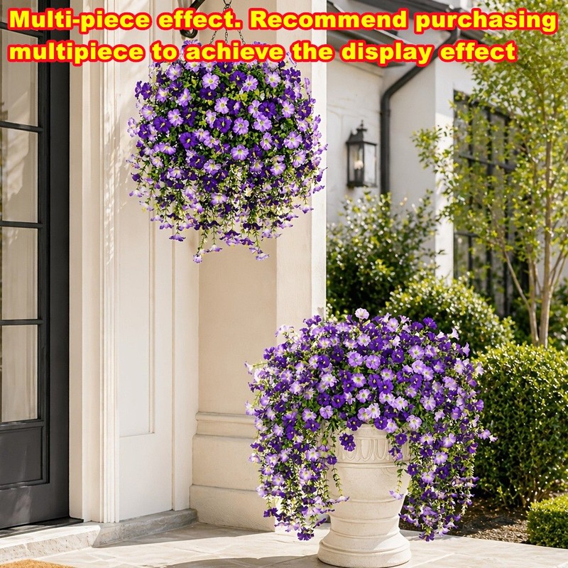 4PCS Artificial Morning Glory Vines UV Resistant Hanging Flowers Outdoor Decor gallery