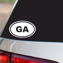 GA Sticker Georgia State oval euro all chrome & regular vinyl color choices