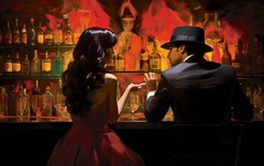 Western Art Cigar Bar Men and Women Figures Oil painting Printed on Canvas Decor
