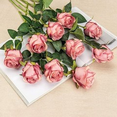 10pcs Silk Roses Long Stem Artificial Flowers Wedding Home Decor – choose color