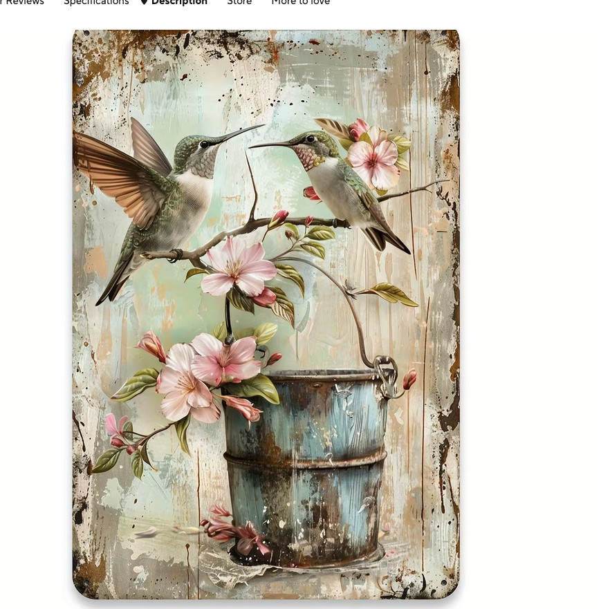 Hummingbirds Wall Decor French Country Vintage For Any Room Metal Tin Sign 8x12 gallery