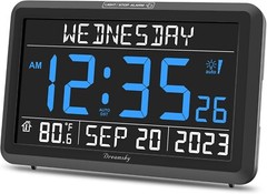 Digital Clock with Date and Day of Week for Seniors – Colorful Large Display