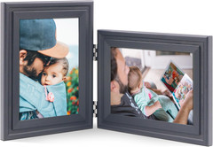 Vertical Horizontal Combo Art Double 5×7 Black Wood Foldable Picture Frame
