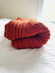 Vintage Burnt Orange Afghan Throw Handmade Granny Blanket Sofa Blanket 73×49