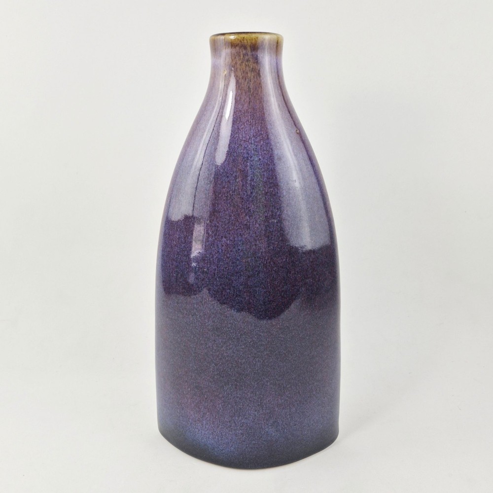 Vintage Pier 1 Imports Purple Glazed Stoneware Elongated Vase 12" Modern Boho