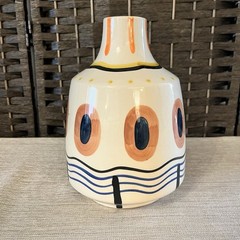 Modern Hand Painted Style Ceramic Vase Abstract Geometric Home Decor 8”