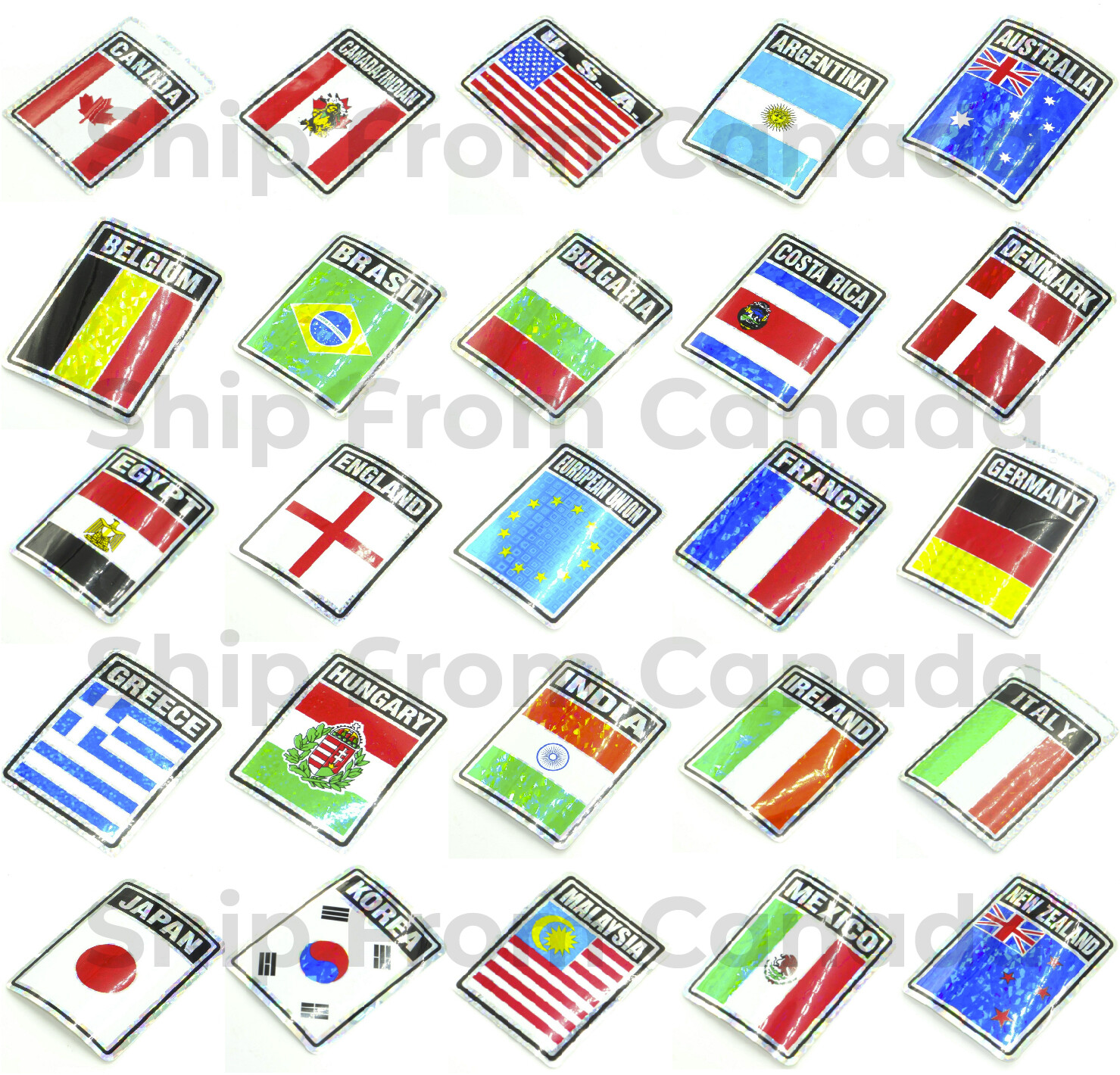 High Quality Country Flag Stickers 3"X4" Decal - Metallic Prismic Bumper Sticker gallery