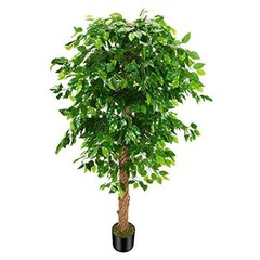 Artificial Ficus Silk Tree (72in) with Plastic Nursery Pot Faux Tree, Fake 6ft