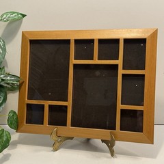 Vintage Oak Wood Collage Horizontal Wall Picture Frame, 9 Openings, 10.5×14