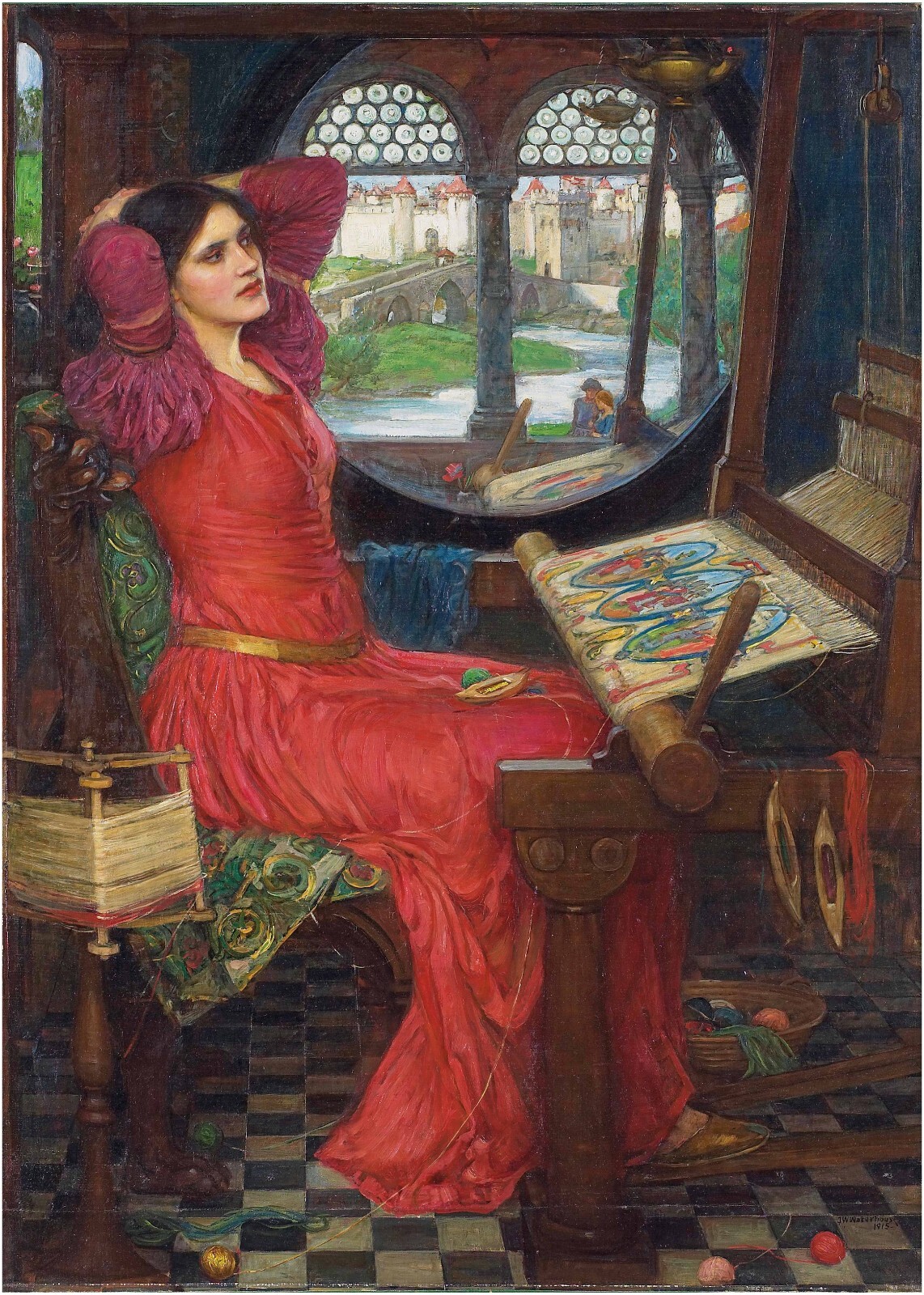 Lady of Shalot art print: Renaissance Fantasy Magic. Castle Scene. Tapestry Loom gallery