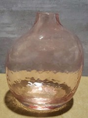 Pink Optic Rose Colored Glass Bud Vase 4.5″ Hammered Textured