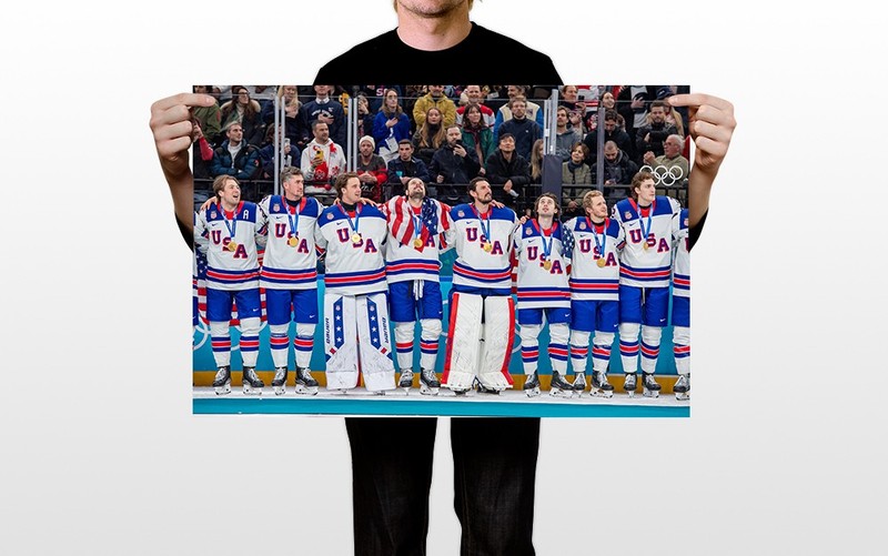 USA Men National Hockey Team Champ Ceremony - Winter Games - POSTER 20"x30" gallery