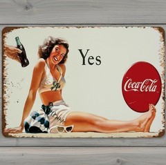 Coke Yes Coca-Cola 12 x 18 Vintage Novelty Metal Sign Made In USA New