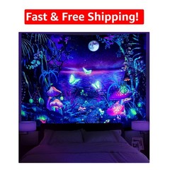 51.2×59.1” Aesthetic Blacklight Butterfly Tapestry for Bedroom and Living Rooms