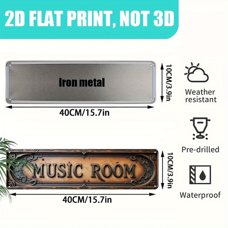 Vintage Plaque Music Room Metal Signs Retro Decor for Music Lovers Home Studios gallery