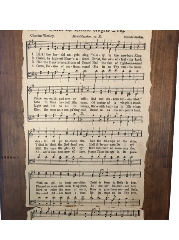 Artisan Crafted Wooden Plaque Vintage Hymn Of Hark the Herald Angels Sing OOAK gallery