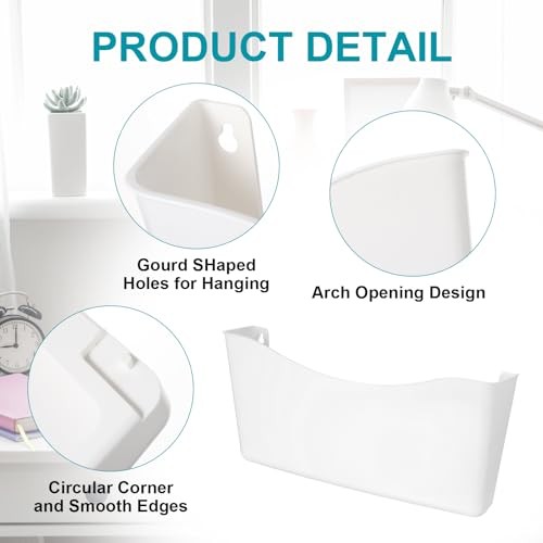 6 Pack Expandable Pocket Wall File Holder Plastic Hanging Wall Organizer White gallery