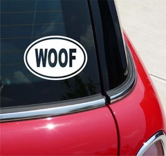 Euro Woof Dog Puppy Pet Decal Sticker Car Wall Oval NOT Two Colors