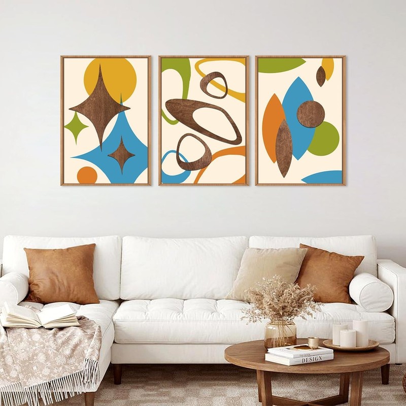 Earth Tone Mid Century Modern Wall Decor - Set of 3 gallery