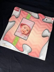 P Graham Dunn Puzzle Piece Picture Frame 4×6 Pink Chevron Nursery Decor