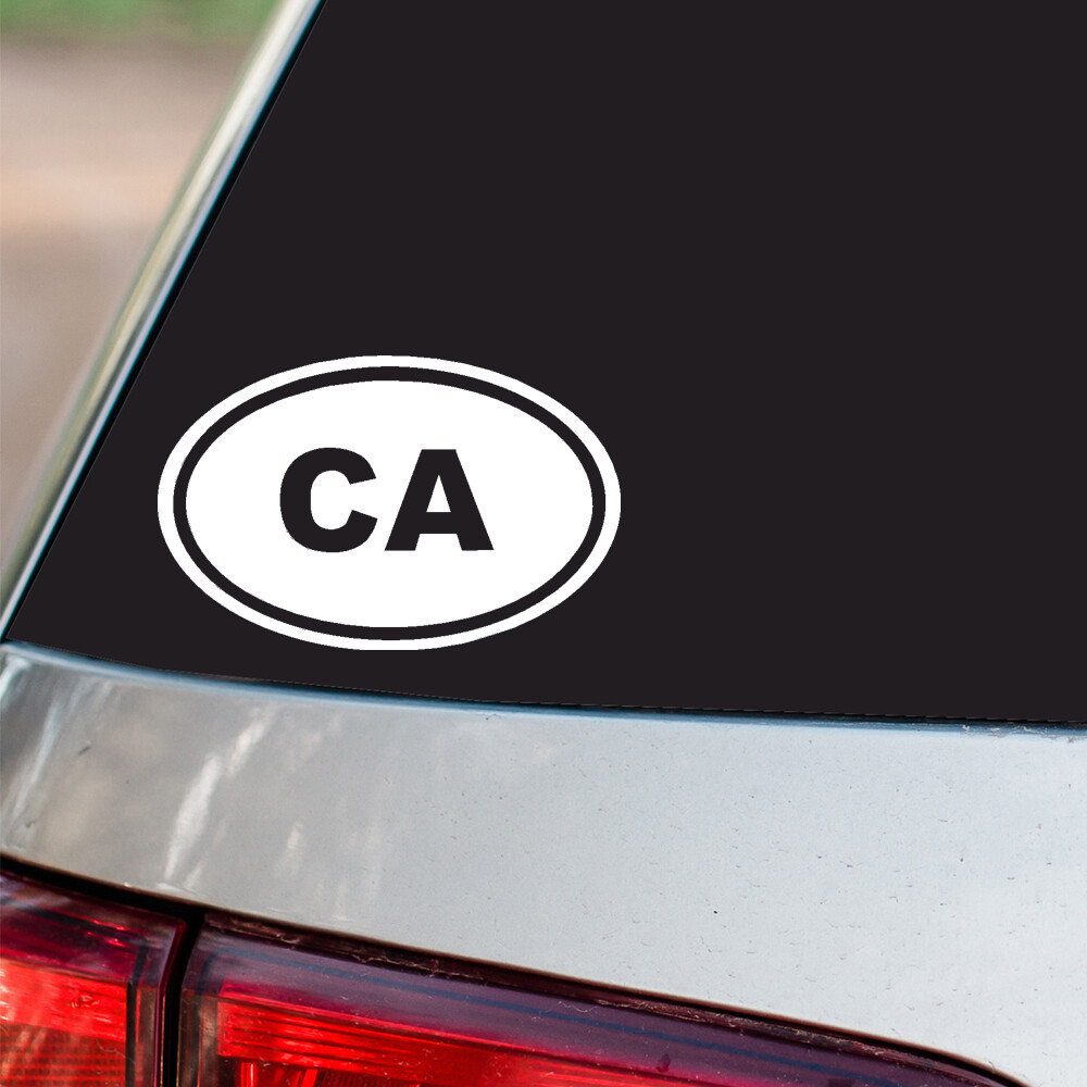 CA Sticker California State oval euro all chrome & regular vinyl color choices