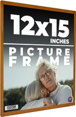 12×15 Honey Brown Real Wood Picture Frame Width 0.75 inches | Interior Frame Dep