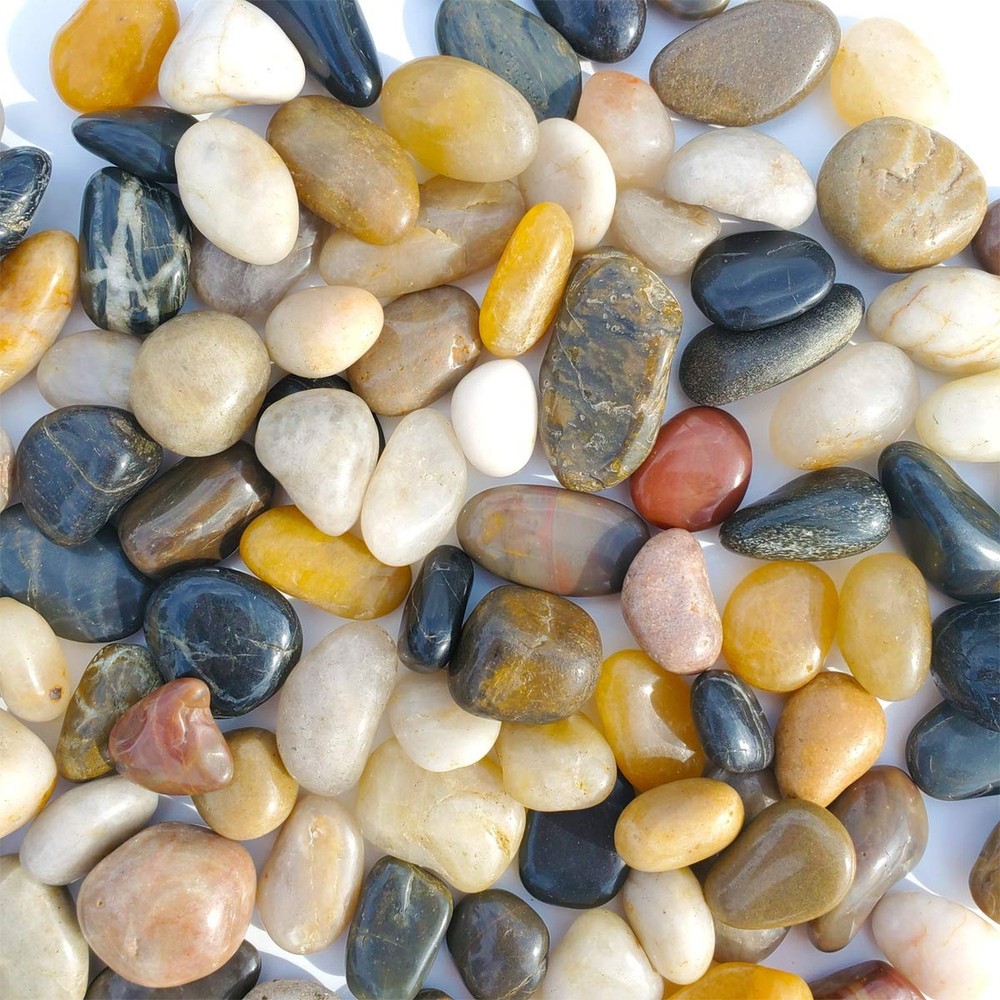 2 LB Aquarium Gravel River Rock - Natural Polished Decorative Gravel, Small D...