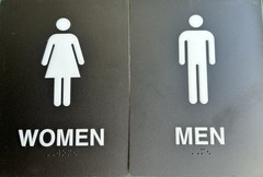 men and women restroom signs