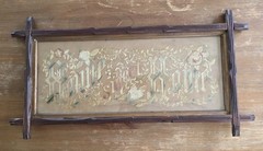 Antique 1800s Victorian Home Sweet Home Punch Paper Motto Sampler Wood Framed