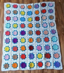 Afghan Blanket Throw Handmade Granny Square Vtg 50 x 67 Multicolored Crocheted