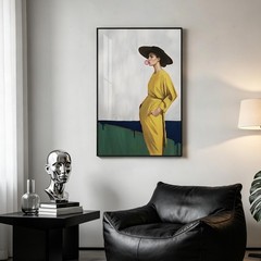 Large Framed Modern Gold Wall Art for Living Room,24×36 Inch Woman Decor Room…