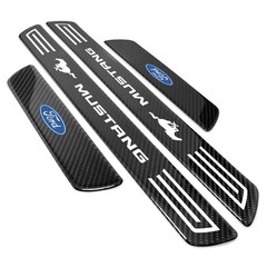 Ford Mustang X-Large Black Carbon Fiber 4 Pcs Universal Door Sill Plates