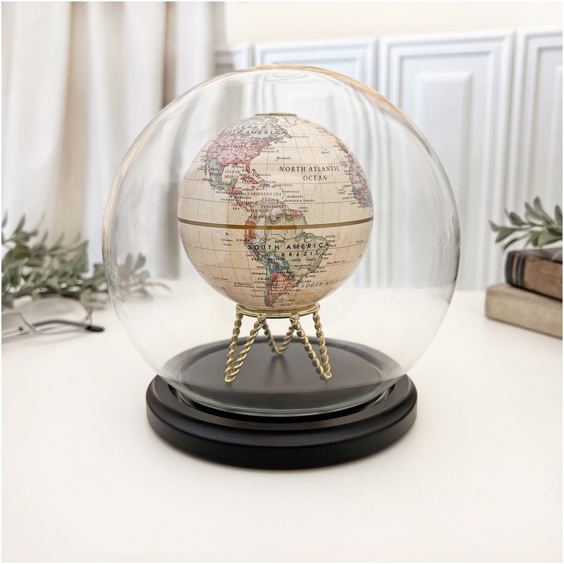 Plymor 6" x 7" Glass Display Dome Globe Cloche (Black MDF Wood Base) gallery