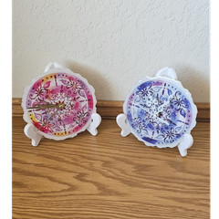 Resin Clock purple and pink. Mandala design. 6x6inches