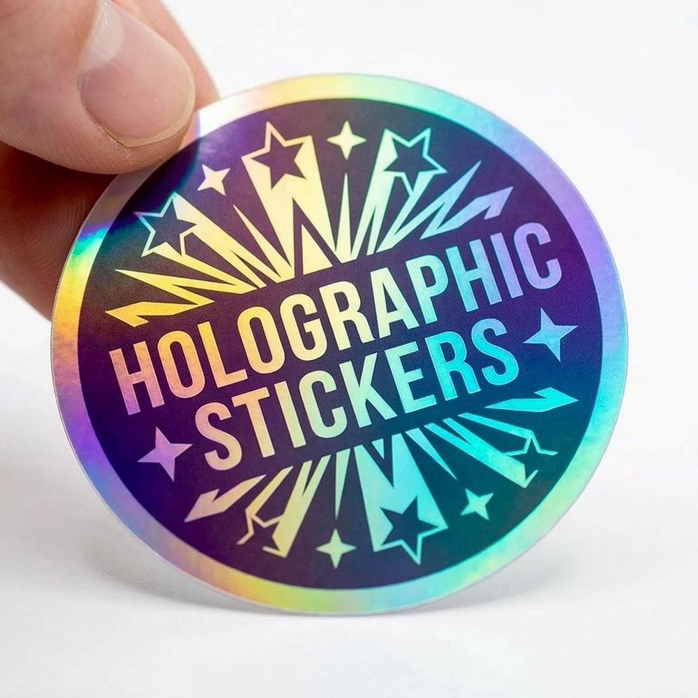 Custom Holographic Rainbow Stickers 100 Pack Personalized Waterproof Vinyl Logo