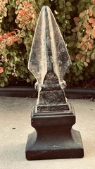 Ceramic Spear Finial with a Plaster Saltwash Finish -Mantel bookshelf decor