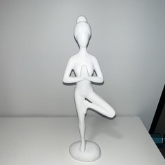 White Yoga Pose Female Figurine Sculpture Freestanding Decor Any Room