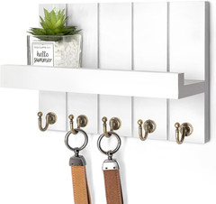 Key Holder for Wall – Decorative Mail Organizer Wall Mount with 5 Key Hooks for