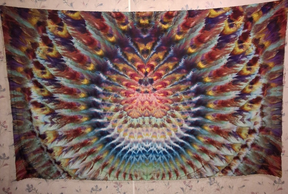 Stunning Quality Handmade Tie Dye Tapestry 44x72in. "Occult Flame" Wall Art