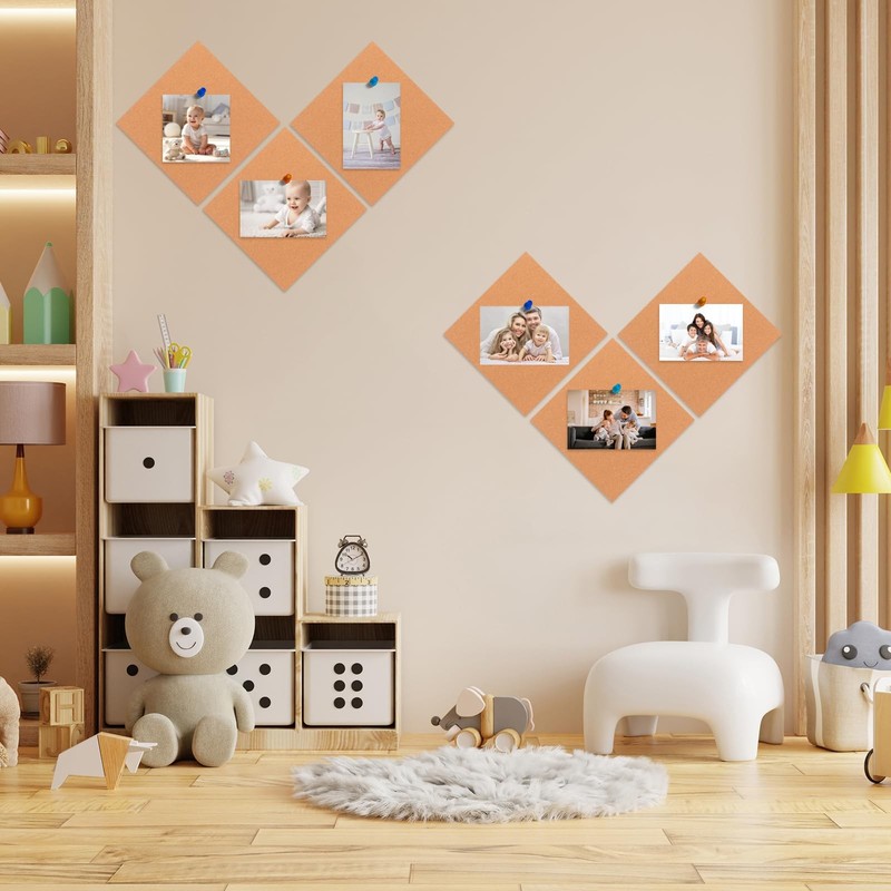Cork Board Tiles 12x12x1/4 Inch Natural Cork Bulletin Board 8 Pack 1/4" gallery