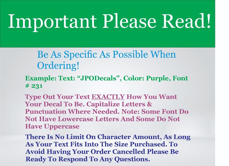 Custom Text Sticker Decals Vinyl Lettering - ANY TEXT - ANY FONT - VINYL DECALS gallery