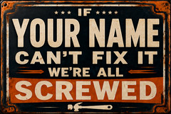 CUSTOM NAME Can’t Fix It We’re All Screwed Funny Aluminum Sign PICK YOUR SIZE