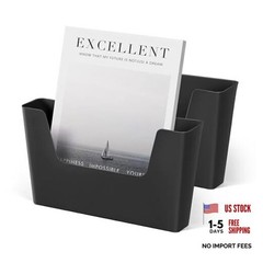 Adhesive File Holder Plastic Document Folder Door No Drilling 2 PCS Black