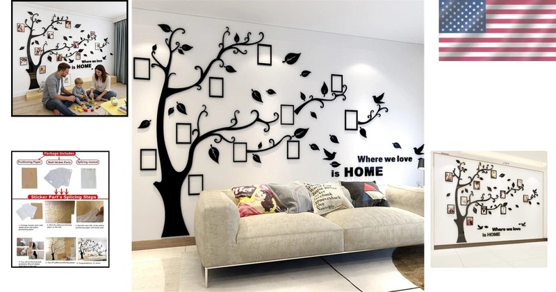 Create Your Own Art with 3D Tree Wall Decals - DIY Family Collage Decor gallery